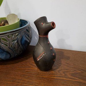 Vintage Penguin Vase Carafe Sculpture Figurine MCM Art Pottery Pitcher Oil Black